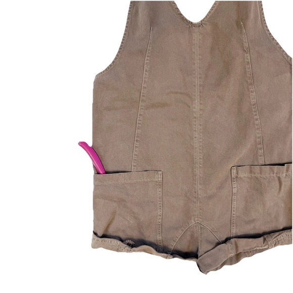 We The Free High Roller Shortall Size M Brown Denim Cotton Overalls Free People - Picture 7 of 14